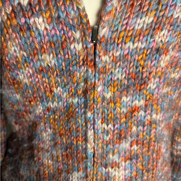 Sigrid Olsen Pink and Blue Cardigan Sweater with Zip-Up Collar - Picture 3 of 7